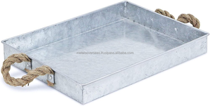 Bandeja Metálica Galvanizada de Estilo Art Deco Moderno con Asa de Cuerda para Uso Doméstico, Forma Rectangular, Decoración para Aniversario - Product Image 2