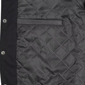 <b>Mens</b> Black Varsity Jacket with Faux Leather Sleeves Classic Baseball Style Casual Outerwear Coat - Product Image 3