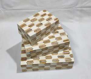 Best Quality Handmade Beige White Inlay Design MDF Jewelry <b>Boxes</b> Bone Storage Set of Three for Interior Lovers' <b>Packing</b> Use - Product Image 6