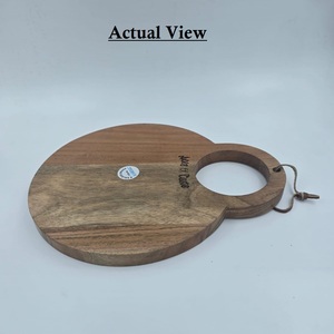Planche à fromage ronde en bois d'acacia avec poignée, plateau de service en bois, planche à découper pour la cuisine, la maison, le restaurant, vente en gros - Product Image 1