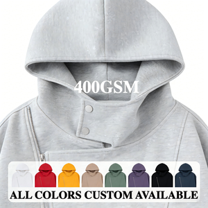 Sudadera con capucha y cremallera personalizada para hombre, oversize, gris claro, de algodón French Terry, casual, con efecto desgastado, estilo lavado - Product Image 5