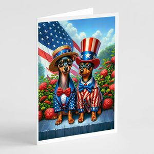 All American Miniature Pinscher Whimsical A7 Greeting Cards Pack of 8 Blank Note Cards with <b>Envelopes</b> <b>5x7</b> Size - Product Image 1