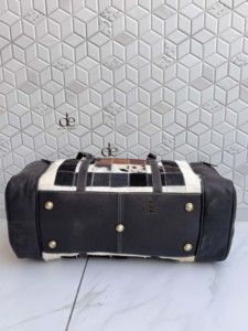 Sac de voyage en cuir de vachette à motif occidental, sac à main fait main à carreaux, sac de voyage unisexe multi-usages, grand sac de sport - Product Image 4