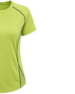 Customized Women Lime Green Quick Dry Sports T Shirt Breathable Mesh Panel Gym Running Workout Yoga Athletic Tee <b>Top</b> - Product Image 4