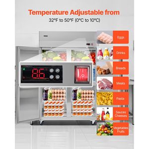 Équipement de réfrigération pour cuisine commerciale, réfrigérateur vertical à dégivrage automatique de 31,89 pouces de largeur et 31,4 pieds cubes avec quatre portes - Product Image 3