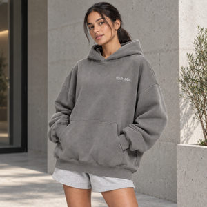 Oversized <b>Longline</b> Hooded Pullover Women's Fleece <b>Hoodie</b> Drop Shoulder Cotton Fleece OEM Custom Clothing Factory Factory Supply - Product Image 6