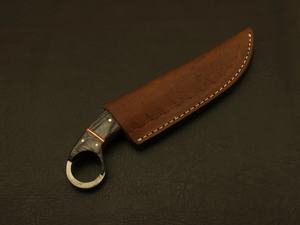 Couteau Skinner à lame fixe en acier Damas de haute qualité, fait main, à pointe tombante, gravé floral orné, avec poignées en argent et bois de cerf - Product Image 3