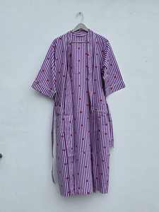 Bata Kimono de Algodón con Estampado de Bloques, Bata de Dama de Honor, Ropa de Dormir de Verano, Talla Única - Product Image 4