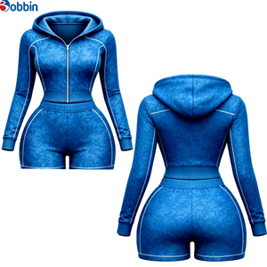 Conjunto de Chaqueta Deportiva con Capucha y Pantalones Cortos para Mujer, con Logotipo Personalizado, para Uso Diario, Todas las Temporadas, Diseño Vintage, Transpirable, Impermeable, con Forro y Cremallera - Product Image 6
