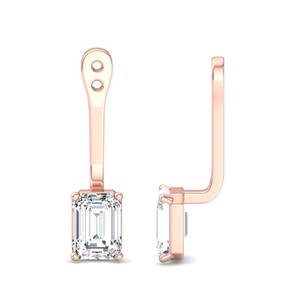 Componentes de pendientes colgantes minimalistas ajustables con diamantes de corte esmeralda en oro rosa de lujo para mujeres, joyería de moda. - Product Image 2