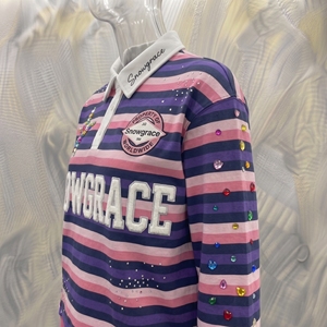 Chemise en jersey à manches longues rayée pour femme Snowgrace, logo brodé, design étoile en strass, coupe classique, vêtements pour toutes les saisons - Product Image 4