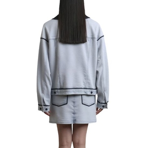 Ensemble deux pièces décontracté surdimensionné en jean pour femme, personnalisé, de qualité supérieure, vente en gros OEM ODM Streetwear - Product Image 4