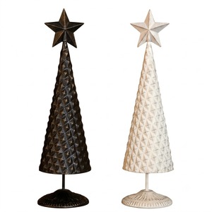 Metal <b>Christmas</b> <b>Tree</b> Set Tabletop Decorative <b>Tree</b> Figurine Hammered Finish Seasonal Holiday Ornament Handcrafted Home Decor Set - Product Image 1