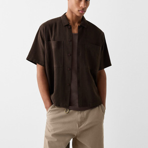 Custom Logo Casual <b>Short</b> Sleeve 100 Percent Rayon <b>Tailored</b> Boxy Fit Shirts for <b>Men</b> - Product Image 1
