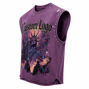 Camiseta sin mangas Glory Custom con gráfico desgastado impreso en DTG, estilo vintage con pedrería, para un uso cómodo unisex. - Product Image 3
