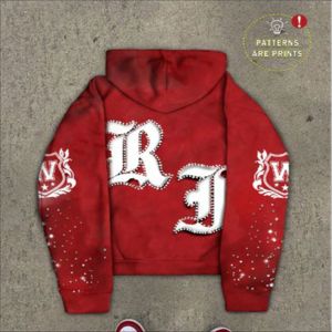 Sweat à capuche vintage ample en coton brodé de strass, zippé, tricoté, coupe courte, style streetwear personnalisé pour homme, grande taille - Product Image 3
