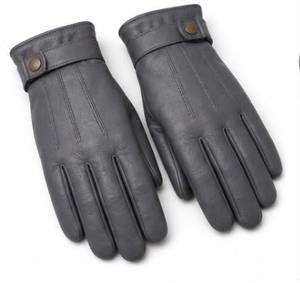 Gants d'hiver thermiques en cuir véritable de qualité supérieure avec doublure en laine, compatibles écran tactile et détection d'aiguille pour hommes - Utilisation sportive en extérieur - Product Image 1