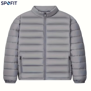 เสื้อแจ็คเก็ตพัฟเฟอร์ผู้ชาย SPOFIT สีเทา คอตั้ง กันลม ปิดด้วยซิป สวมใส่สบายในฤดูหนาว ทรงปกติ สีพื้น ผลิตจากโพลีเอสเตอร์ - Product Image 5