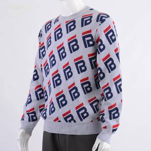 เสื้อสเวตเตอร์ไหมพรมถักลายโลโก้แบบกำหนดเองสำหรับผู้ชาย คอกลม แขนยาว เสื้อกันหนาวฤดูหนาว - Product Image 2