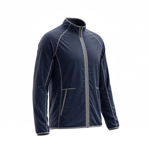 Veste de sport décontractée coupe-vent bleu roi pour homme, col rabattu, fermeture à bouton unique, coupe régulière, pour l'automne, couleur unie, devant délavé - Product Image 4