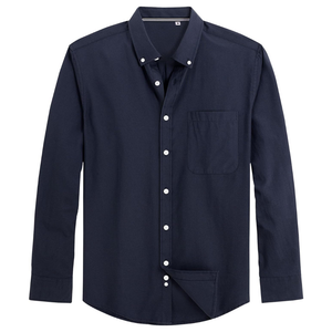 Camisa de Vestir Profesional para Hombre, Color Azul Marino Oscuro, Lisa, Manga Larga, Algodón Premium, Corte Moderno, Duradera, de Alta Calidad - Product Image 3