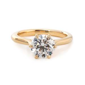 Anillo de Oro Amarillo Sólido de 14K con Diamante Cultivado en Laboratorio de Corte Brillante Redondo de 2 Quilates, Certificado por IGI, para Mujer, Diseño Floral de 6 Puntas, de Lujo - Product Image 4