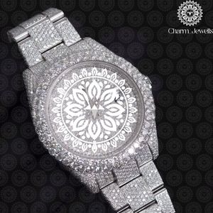 Charm Jewells Luxury Stainless Steel Round <b>Watch</b> 40mm Analog Quartz Movement Sapphire Crystal Diamond Bezel Unisex - Product Image 4
