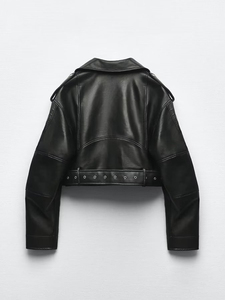 Chaqueta de Moto Unisex GURUNA-Z-INDUSTRY de Cuero PU Negro, Corte Ajustado, Cierre de Cremallera, Cuello Camisero, Manga Regular, Estilo Otoñal - Product Image 3