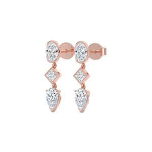 Boucles d'oreilles spectaculaires pour femmes, serties de diamants de laboratoire taille princesse de 3,46 carats au total, en or rose 9 carats, bijoux fins, héritage familial - Product Image 6