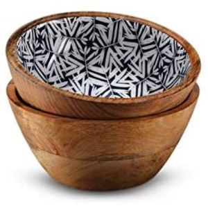 Tazón de Madera de Lujo para Servir, Decorativo, con Diseño Esmaltado, para Ensaladas y Pasta, de Madera de Acacia Natural de Grado Alimenticio, para Hogar, Hotel, Regalo - Product Image 2
