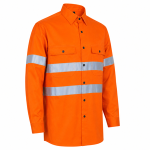 Camisa de Trabajo de Manga Larga Unisex 2026, Color Sólido, Transpirable, de Poliéster, Alta Visibilidad, Reflectante, con Bolsillos en el Pecho y Franjas de Seguridad - Product Image 3