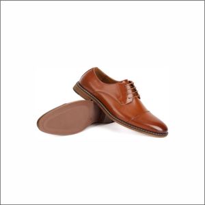Chaussures Richelieu en cuir marron pour hommes, à lacets, bout pointu, pour le bureau, respirantes, en cuir véritable, semelle extérieure en caoutchouc - Product Image 6