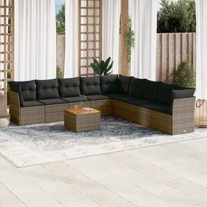 Conjunto de Sofás Modulares Grandes de Ratán PE Gris para Jardín, Colección Premium de Muebles para Exteriores - Product Image 1