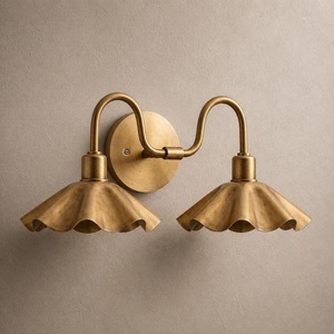 Modern Brass Wall Sconce Double Arm Irregular Shade Indoor Bathroom Lighting Fixture Durable Design - Product Image 4