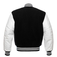 Jaket Varsity Kanvas Hitam Mewah Kustom dengan Kerah Tegak dan Cetakan Kartun untuk Penggunaan Musim Dingin Unisex