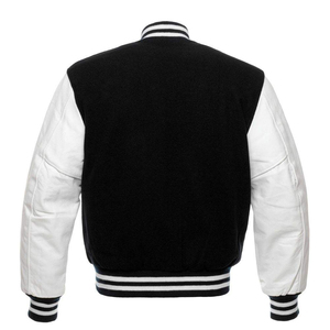 Vestes de sport personnalisées de luxe noires pour hommes, veste de sport à manches en cuir, veste de sport pour hommes - Product Image 4