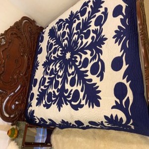 Beautiful Royal Navy Blue Handcrafted Hawaiian Breadfruit (Ulu) <b>Quilt</b> Soft And Durable <b>Quilts</b> Handwoven <b>Quilts</b> For Home <b>Bedding</b> - Product Image 5
