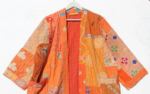 Batas Kimono de Algodón Bordado Kantha para Mujer, Tallas Grandes, Estilo Patchwork, para Verano y Otoño, Ropa de Playa - Product Image 2