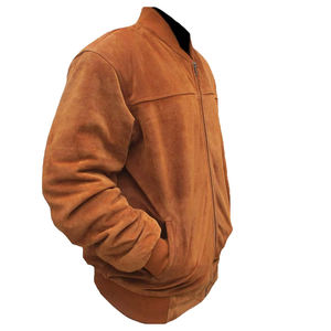 <b>Men's</b> Slim Fit Genuine <b>Suede</b> Leather Bomber <b>Jacket</b> Custom OEM Zip Up Fashion Winter Casual Outerwear - Product Image 2