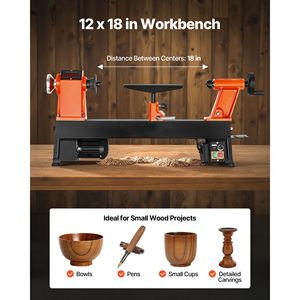 Tornio da banco per legno da 1 HP con velocità variabile 0-3800 RPM, banco da lavoro 12 x 18, motore DC brushless, CNC o non CNC - Product Image 3
