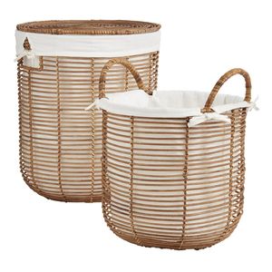 Juego de Cestas de Ratán Auténticas, Cajas de Almacenamiento Hechas a Mano con Tapa y Forro de Tela, Organizadores Decorativos Elegantes para Espacios - Product Image 1