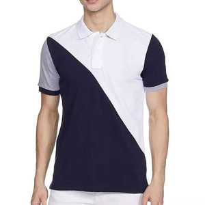 Polo Asimétrico Diagonal Azul Marino y Blanco para Hombre 2026 con Gráfico Deportivo Número 2 en la Espalda, Manga Corta, Corte Entallado, Ropa HD - Product Image 1