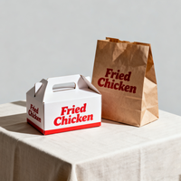Boîtes d'emballage alimentaire en papier EcoRev pour frites et ailes de poulet, conception personnalisée, boîte à emporter pour poulet frit, restauration rapide