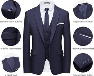 Traje de boda para hombre, elegante, pantalón y chaqueta, corte ajustado, esmoquin para novio. - Product Image 5