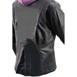 Chaqueta de Motociclista Casual de Cuero Negro Premium para Mujer SAMROZ SPORTS - Product Image 2