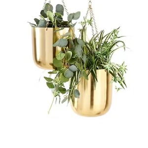 Ensemble de jardinières suspendues en métal, design minimaliste moderne, design circulaire, revêtement en poudre noire, pour une utilisation en intérieur et en extérieur, avec plantes vertes - Product Image 3