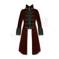 Jaket Hoodie Slim-Fit Bernapas Desainer Independen yang Modis untuk Halloween-Retro, Mantel Kulit Hitam Gothic Trench