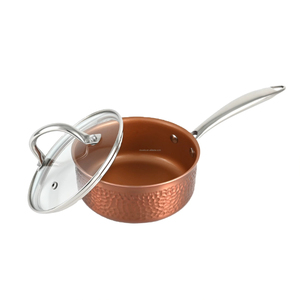 Copper <b>Saucepan</b> Stainless Steel Lid Hammered Finish Modern Design Durable Cooking Pot for Kitchen - Product Image 4