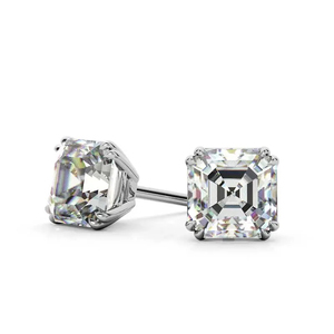 Boucles d'oreilles classiques en moissanite VVS taille Asscher pour femme, certifiées IGI, plaquées or, en argent S925, boucles d'oreilles en diamant moissanite - Product Image 2