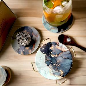 Juego de posavasos de mármol de lujo, hechos a mano, para servir invitados, entretenimiento, fiestas en casa y celebraciones especiales - Product Image 5